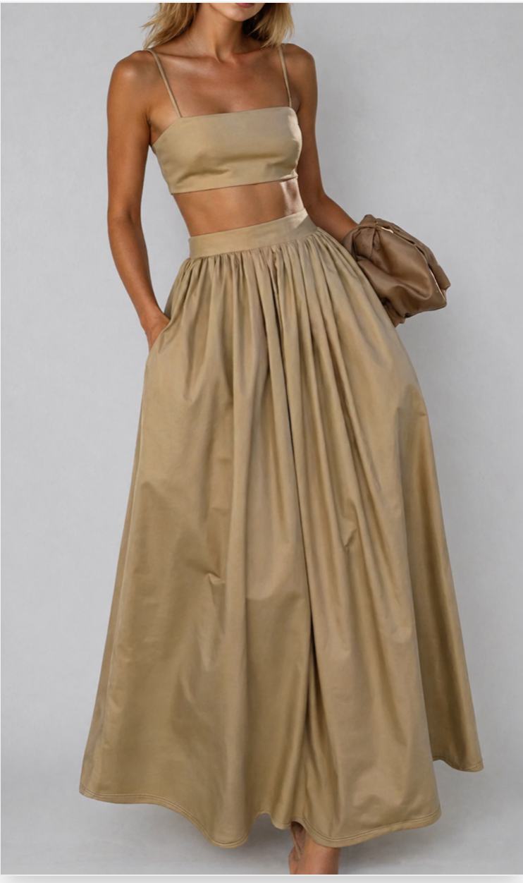 kaki dress set