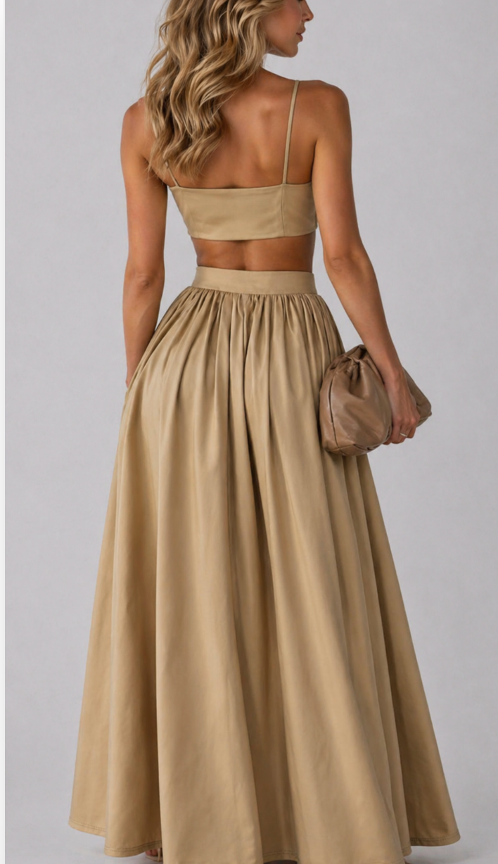 kaki dress set