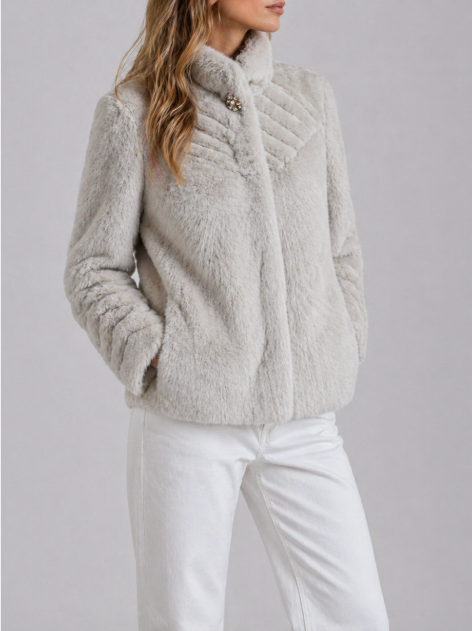 fluffy faux fur short coat