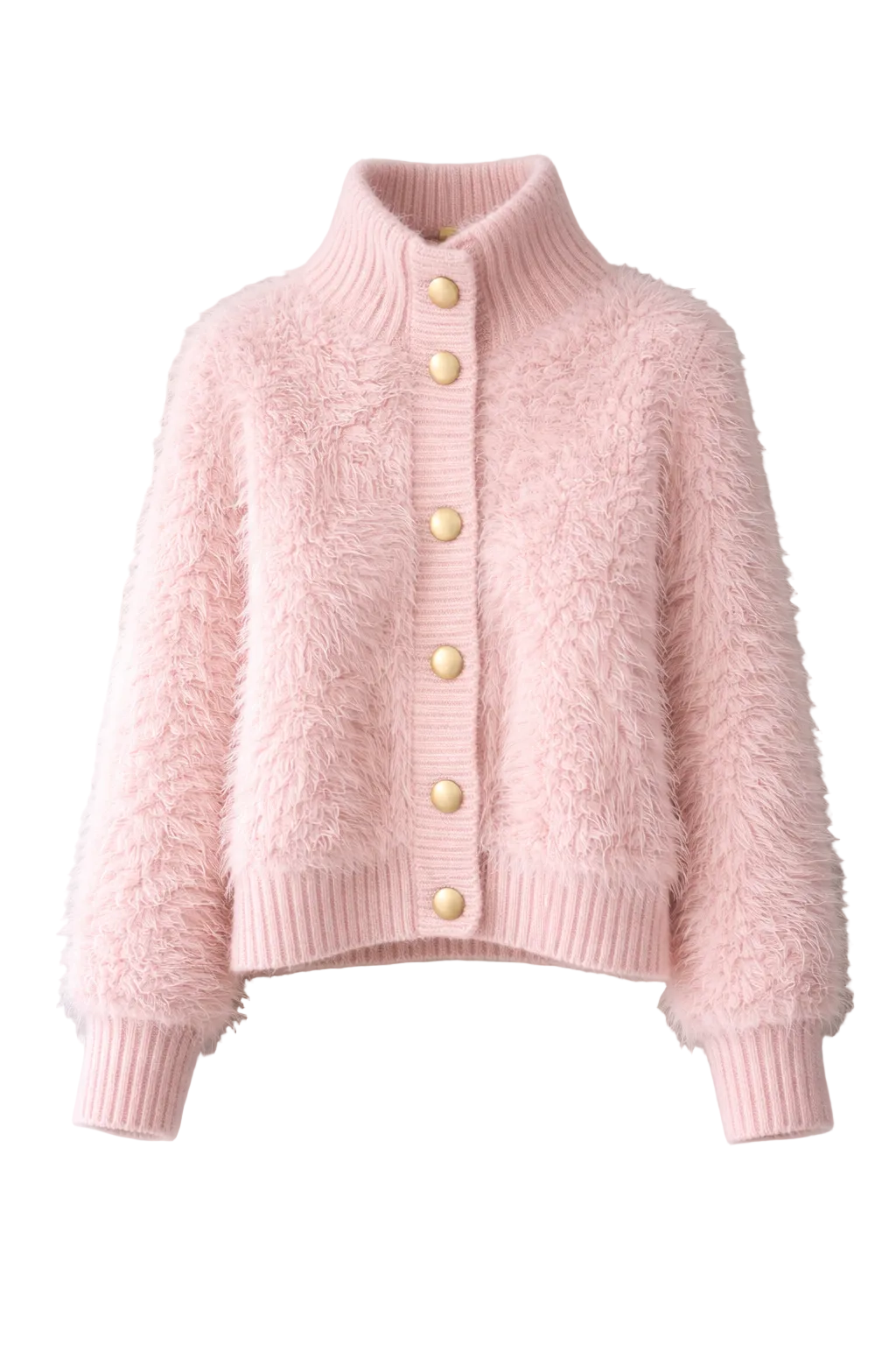 pink fluffy cardigan