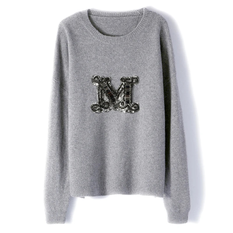 embellished pure cashmere sweater