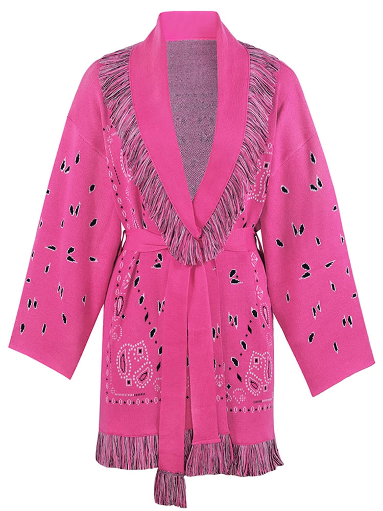 Long Knitted Tassel Cardigan