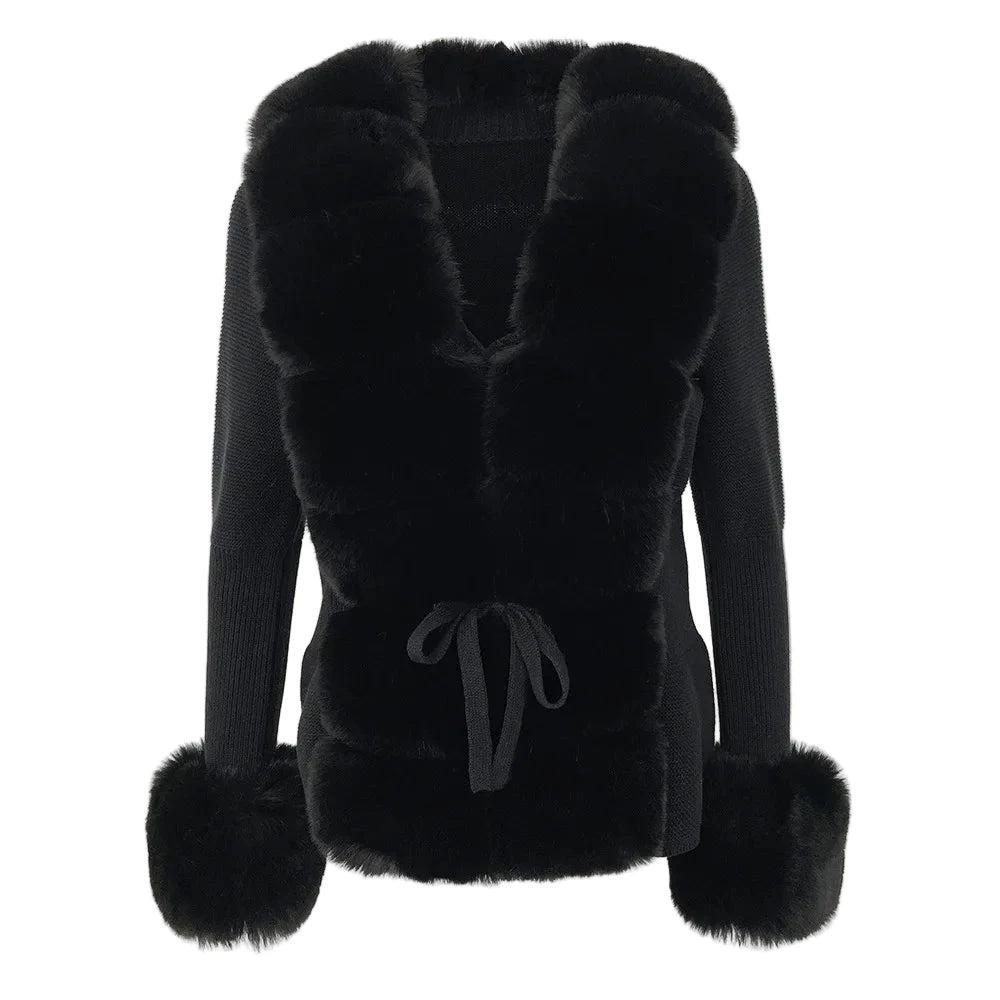 winter faux fur cardigan