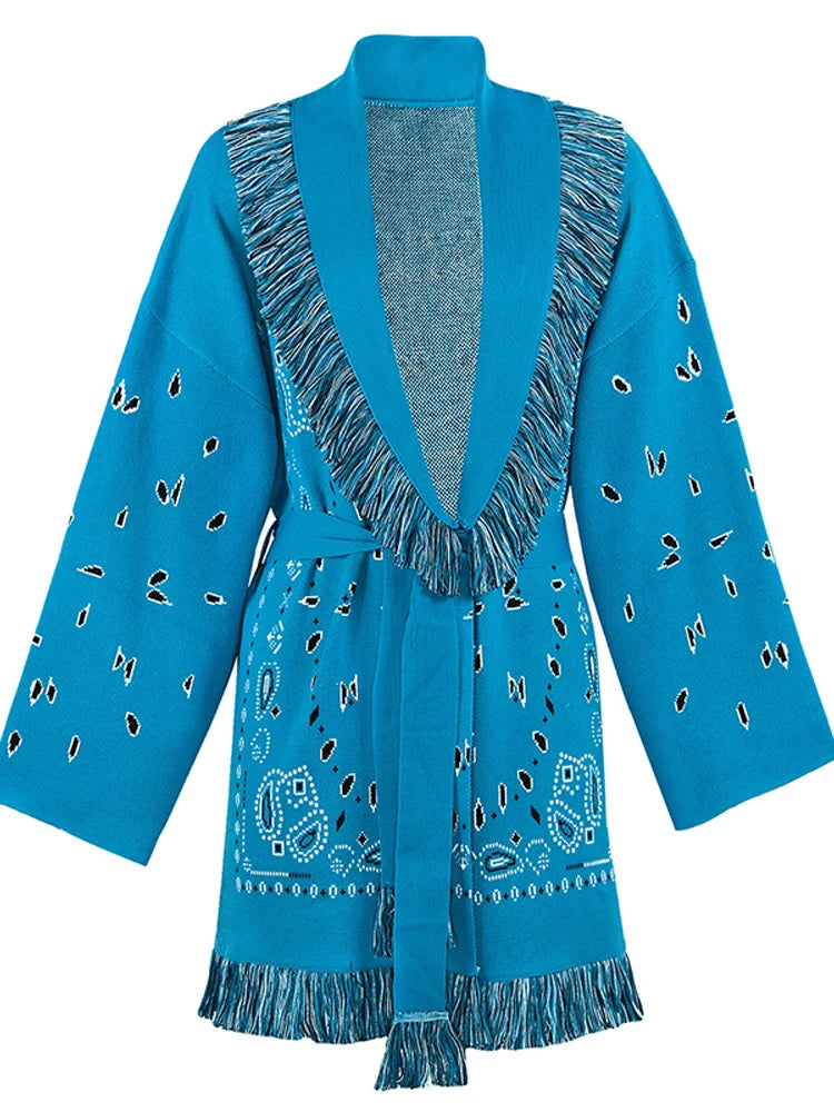 Long Knitted Tassel Cardigan