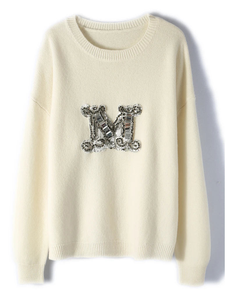 embellished pure cashmere sweater