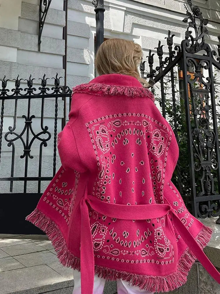 Long Knitted Tassel Cardigan