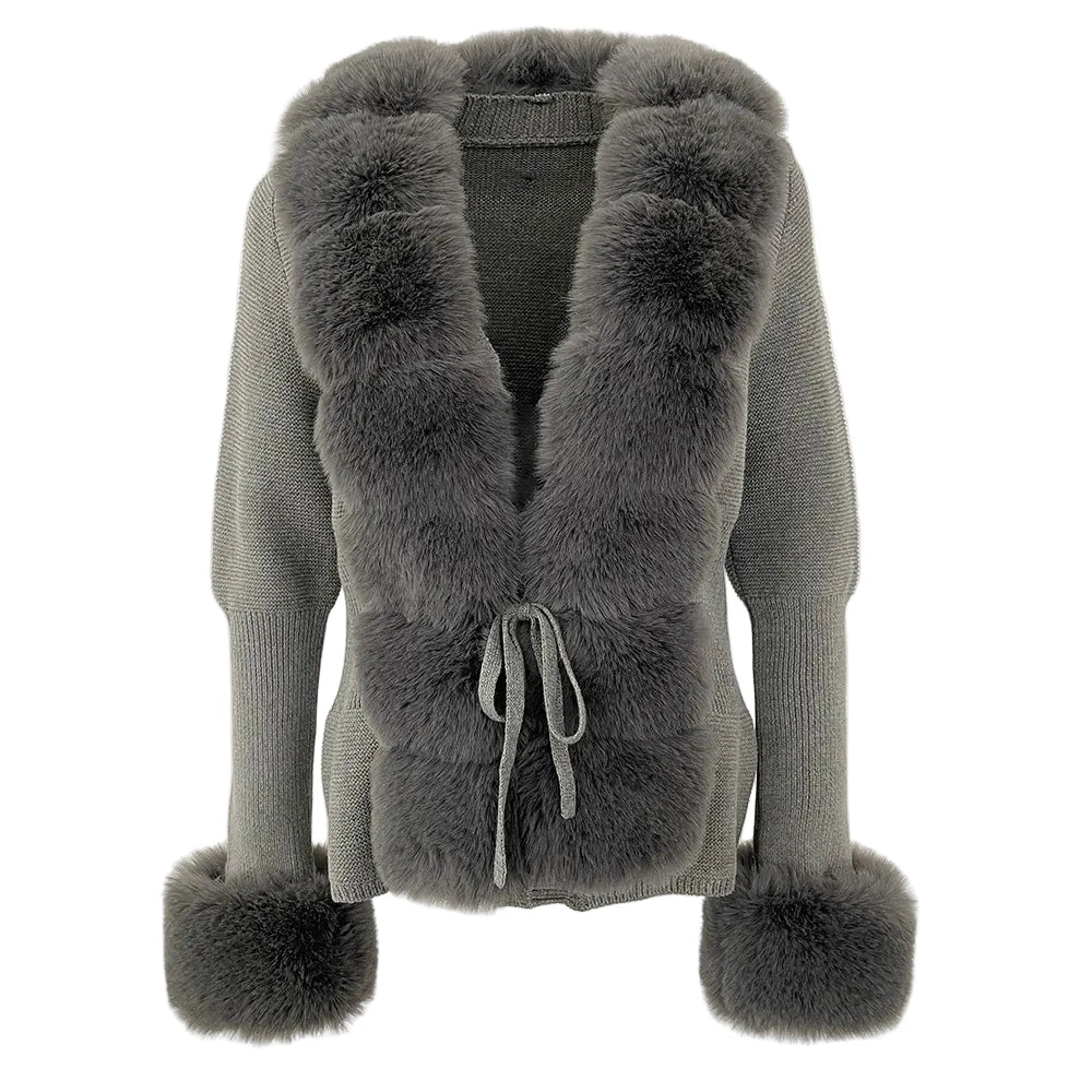 winter faux fur cardigan