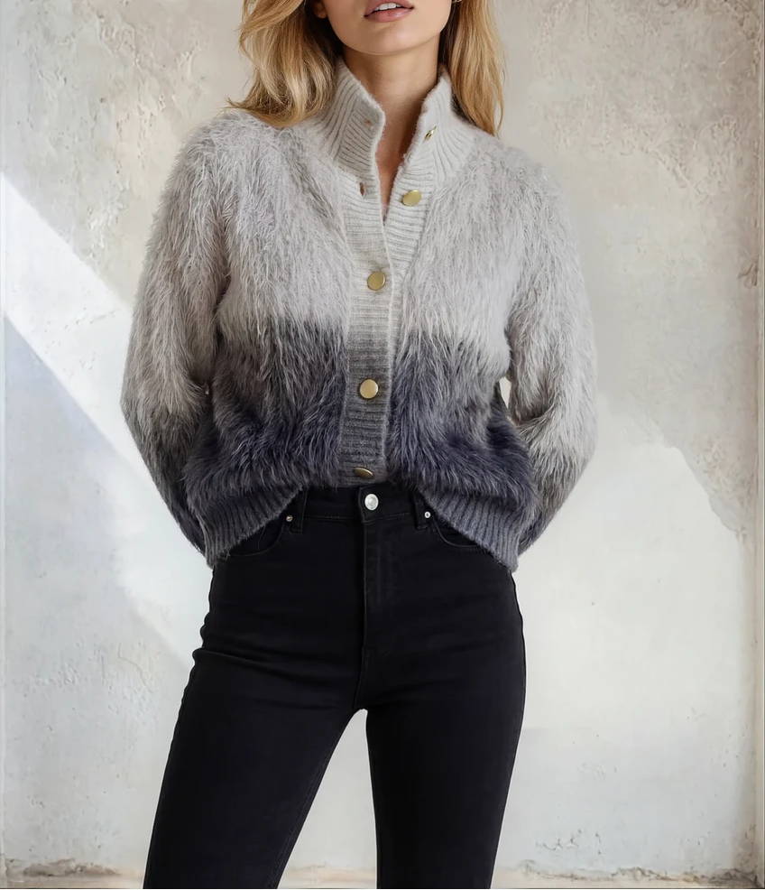 grey fluffy cardigan