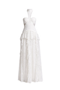 white neck hold lace dress