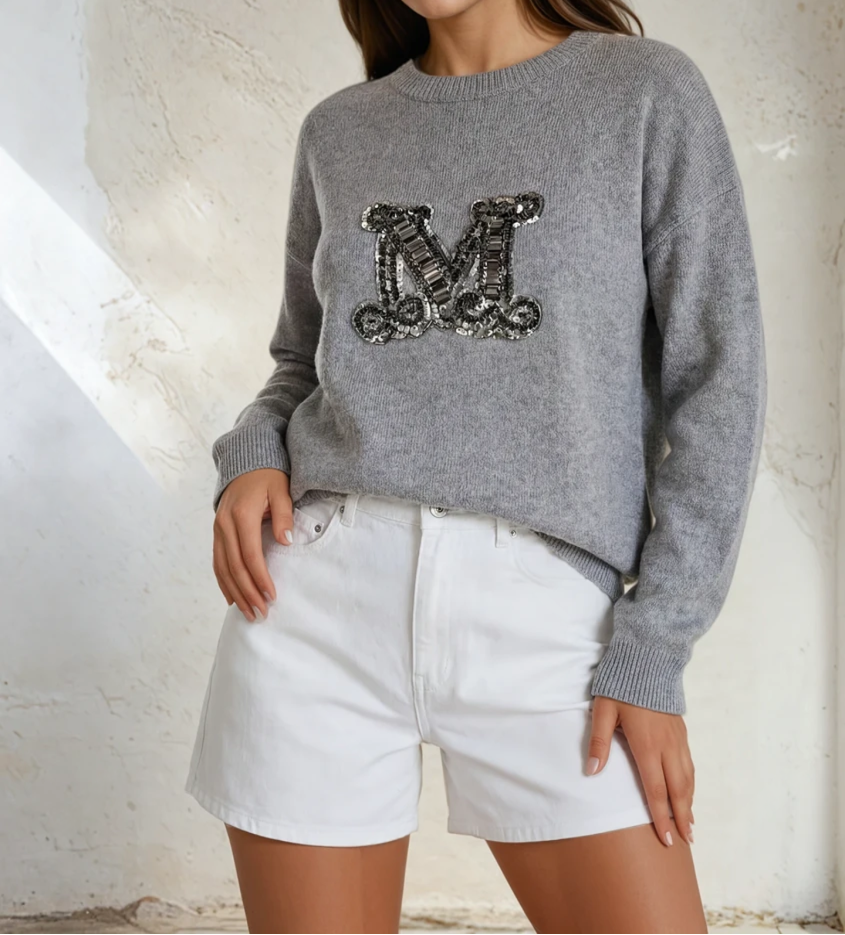 embellished pure cashmere sweater