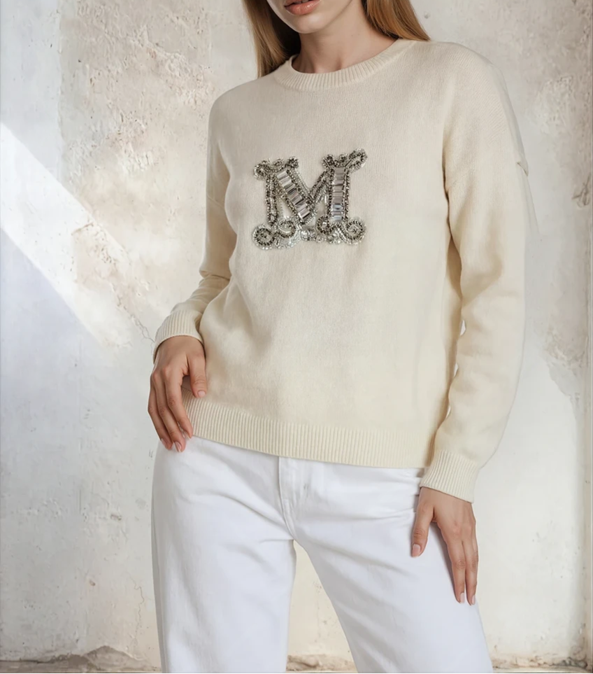 embellished pure cashmere sweater