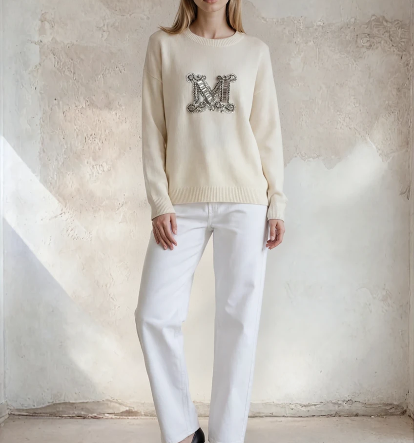 embellished pure cashmere sweater