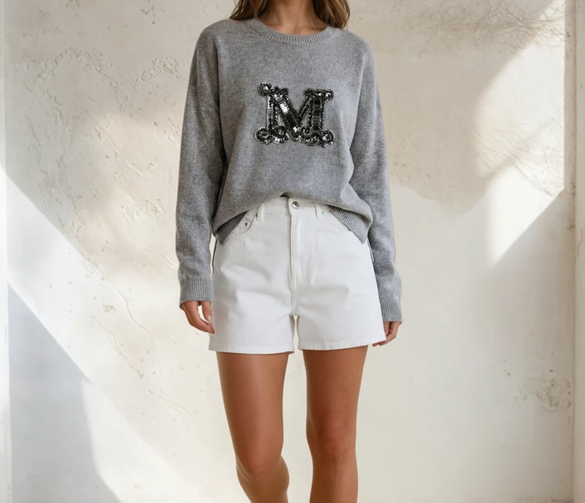 embellished pure cashmere sweater